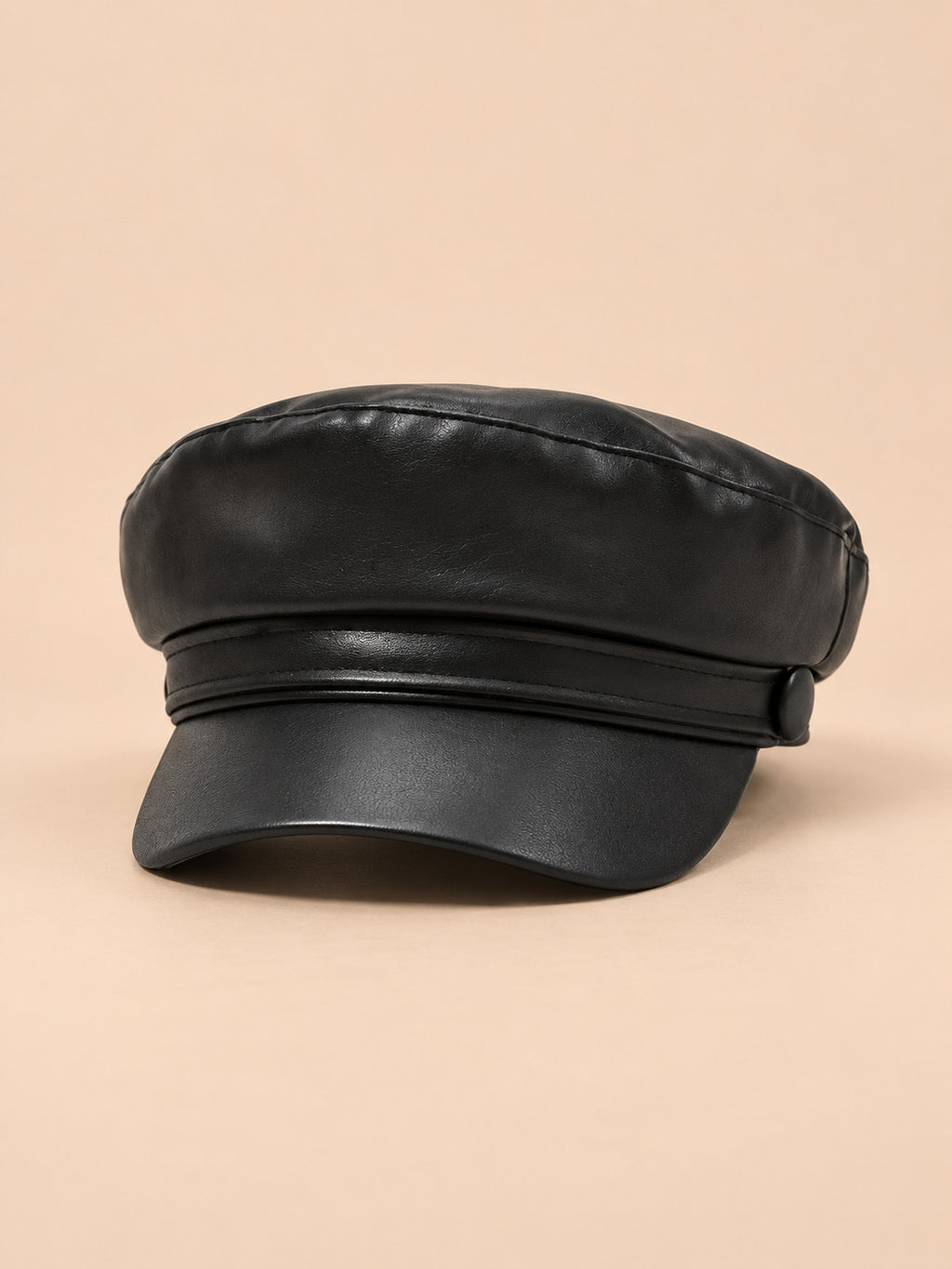 Barett-Schirmmütze in Lederoptik im englischen Stil – Modell 3, Ansicht von vorn