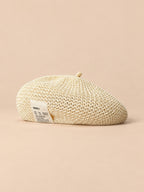 Damen-Sommerbarett in luftiger Strohoptik – Farbvariante Beige, Ansicht von vorn