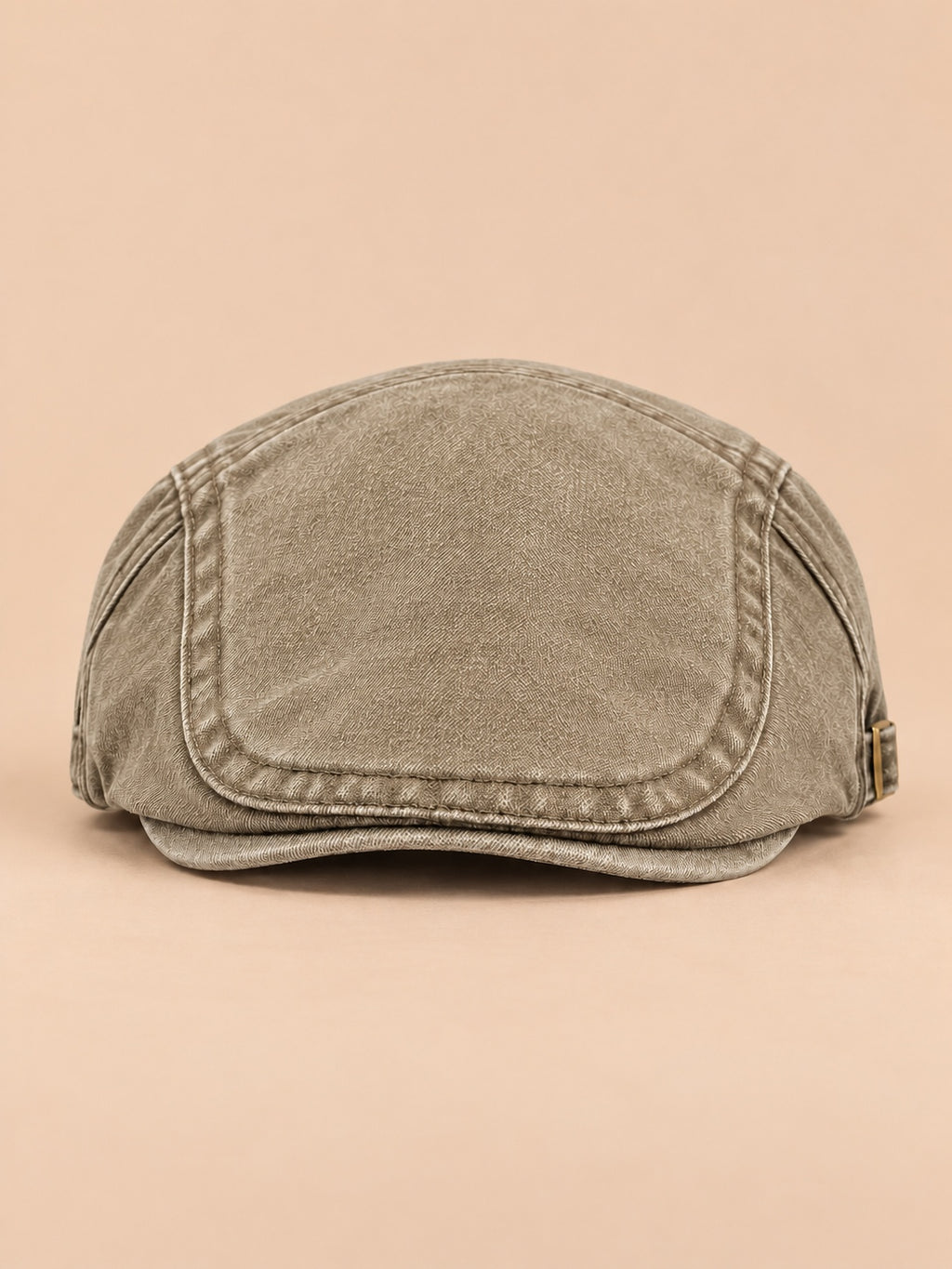 Verstellbare Schirmmütze aus Baumwolle im Retro-Malerstil – Modell 5, Farbvariante Beige, Ansicht von vorn