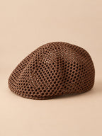 Luftiges Damen-Netzbarett im Retro-Fascinator-Stil – Farbvariante Braun, Ansicht von vorn