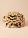 Retro-Netzbarett mit luftigem Oberteil im Fedora-Stil – Farbvariante Khaki, Ansicht von vorn