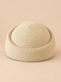 Retro-Netzbarett mit luftigem Oberteil im Fedora-Stil – Modell 3, Farbvariante Beige, Ansicht von vorn