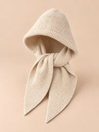 Einteilige Schalmütze für Damen im koreanischen Y2K-Stil – Farbvariante Beige, Dreiviertelansicht