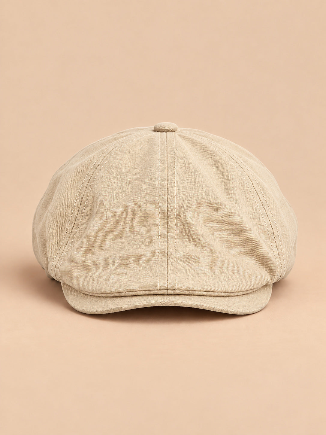 Flache Schiebermütze im britischen Vintage-Stil – Farbvariante Beige, Ansicht von vorn