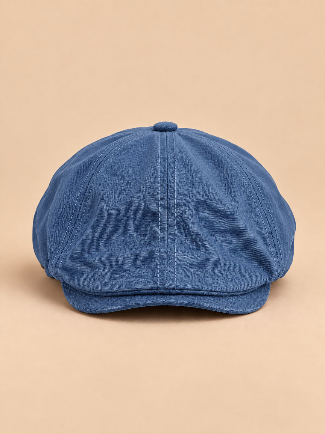 Flache Schiebermütze im britischen Vintage-Stil – Farbvariante Blau, Ansicht von vorn