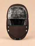 Fliegermütze mit windabweisender Maske für den Winter – Farbvariante Braun, Ansicht von vorn