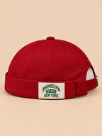 Vintage-Dockermütze BROOKLYN1631 mit gewebtem Etikett – Farbvariante Rot, Ansicht von vorn
