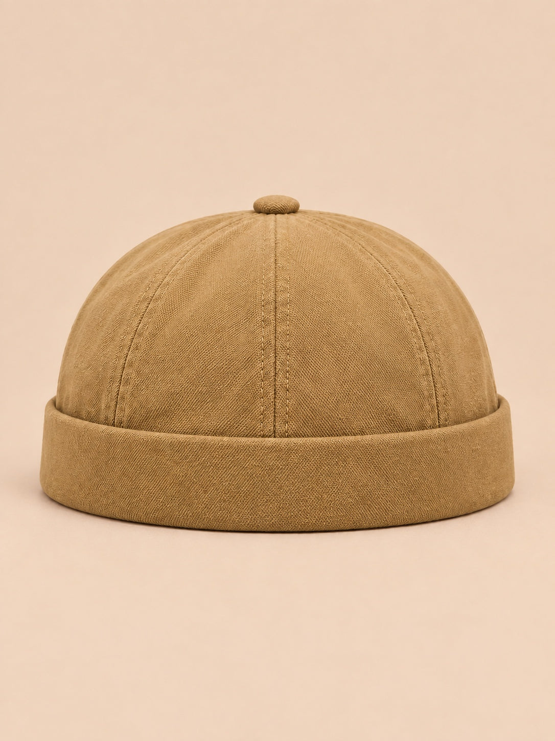 Bonnet docker style ouvrier kaki, vue de face.