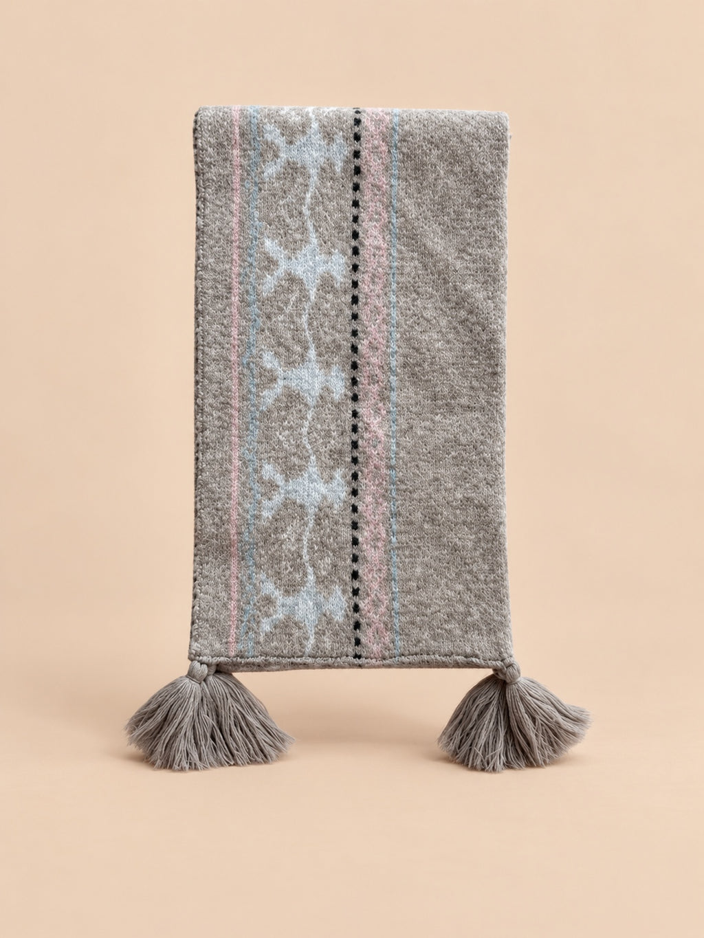 Fair-Isle-Jacquardschal aus Wollmischung mit Fransen – Modell 25049, Vorderansicht