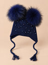 Bleu marine – pompons assortis