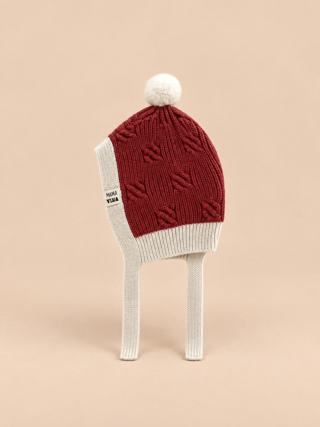 Bonnet enfant au tricot ou crochet, modèle Rouge 2, vue de face