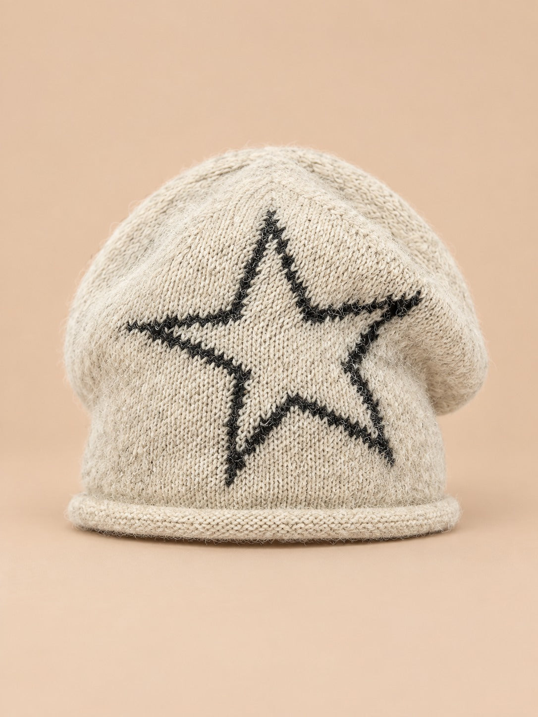 Vintage-Beanie mit Stern im Hip-Hop-Streetwear-Stil – Modell 1, Ansicht von vorn