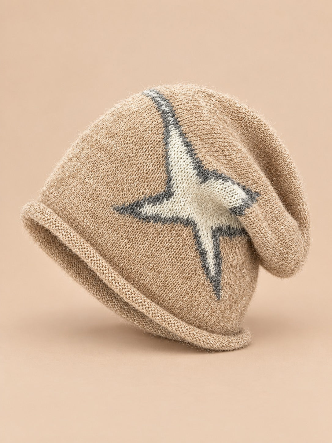 Vintage-Beanie mit Stern im Hip-Hop-Streetwear-Stil – Modell 3, Ansicht von vorn