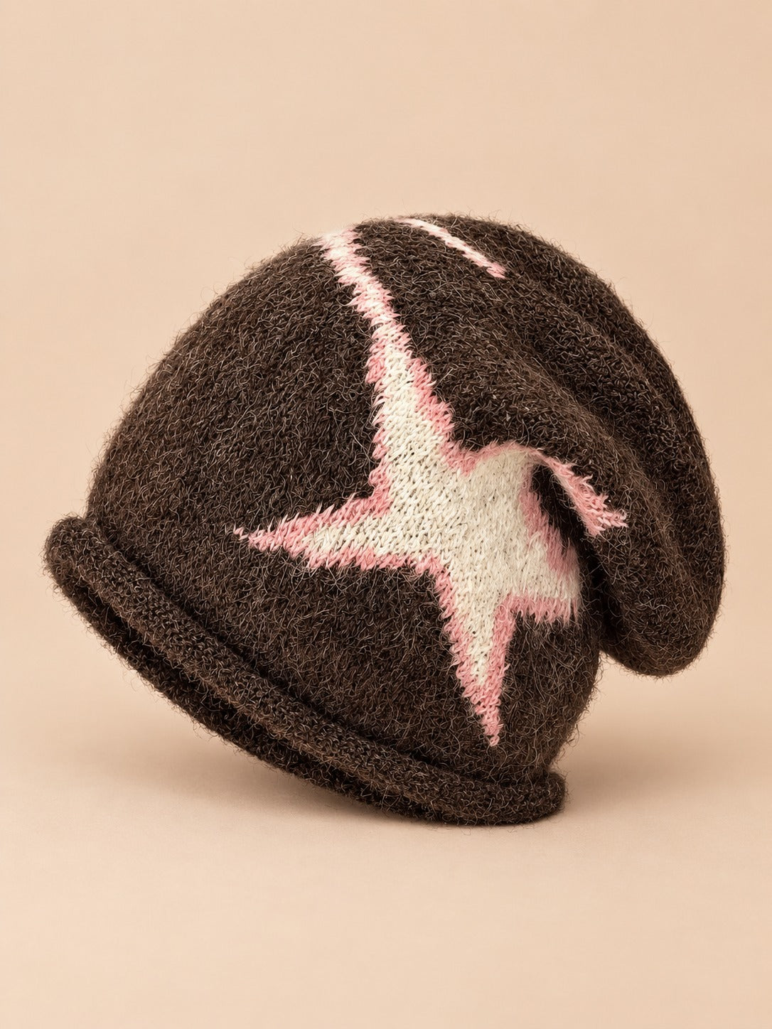 Vintage-Beanie mit Stern im Hip-Hop-Streetwear-Stil – Modell 4, Ansicht von vorn