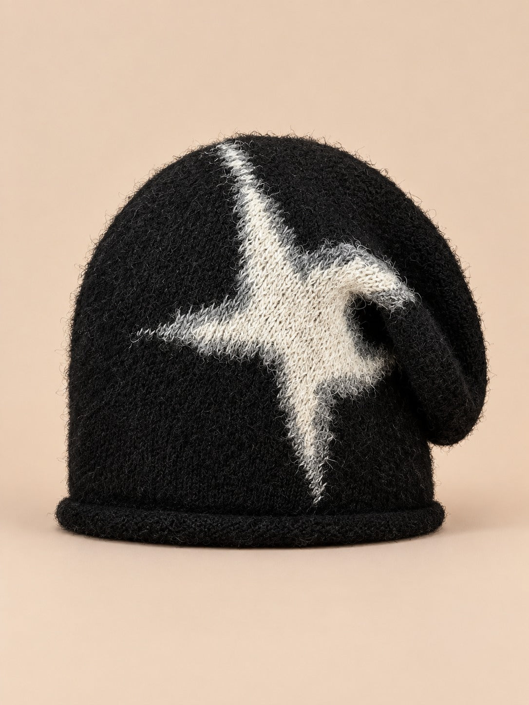 Vintage-Beanie mit Stern im Hip-Hop-Streetwear-Stil – Modell 5, Ansicht von vorn