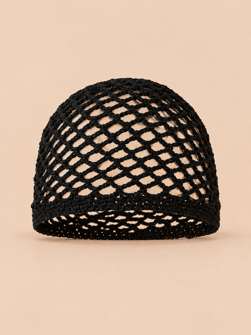 Feine Sommermütze für Damen aus Baumwollnetz – Farbvariante Schwarz, Ansicht von vorn