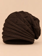 Warmer Long Beanie für Damen zum Skifahren – Farbvariante Kaffeebraun, Ansicht von vorn