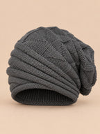 Warmer Long Beanie für Damen zum Skifahren – Farbvariante Grau, Ansicht von vorn