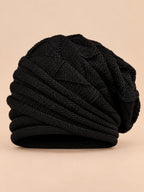 Warmer Long Beanie für Damen zum Skifahren – Farbvariante Schwarz, Ansicht von vorn