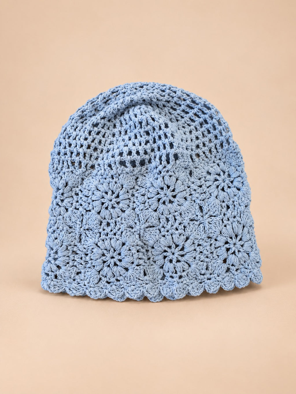 Luftige Turbanmütze im japanischen Retro-Stil – Farbvariante Blau, Ansicht von vorn
