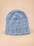 Luftige Turbanmütze im japanischen Retro-Stil – Farbvariante Blau, Ansicht von vorn