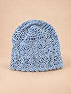 Luftige Turbanmütze im japanischen Retro-Stil – Farbvariante Blau, Ansicht von vorn