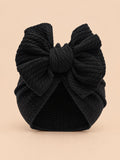 Baby-Turbanmütze für Mädchen mit Knoten im Mutter-Kind-Partnerlook – Schwarz, Vorderansicht